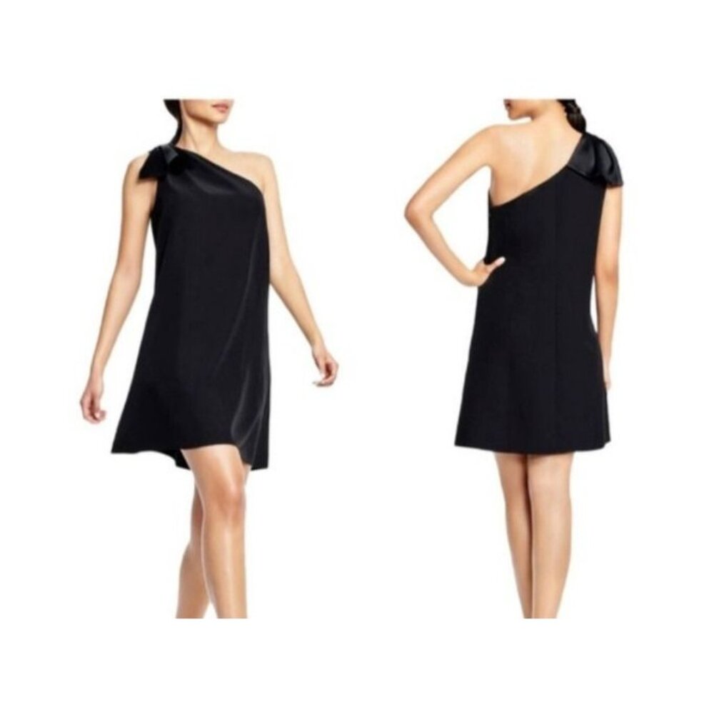 Aidan Mattox Dress 10 Black Trapeze One Shoulder NWT $295 Party Cruise Wedding